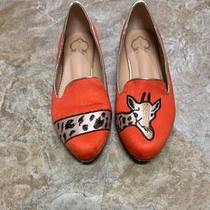 Giraffe Print Orange Women's Flats